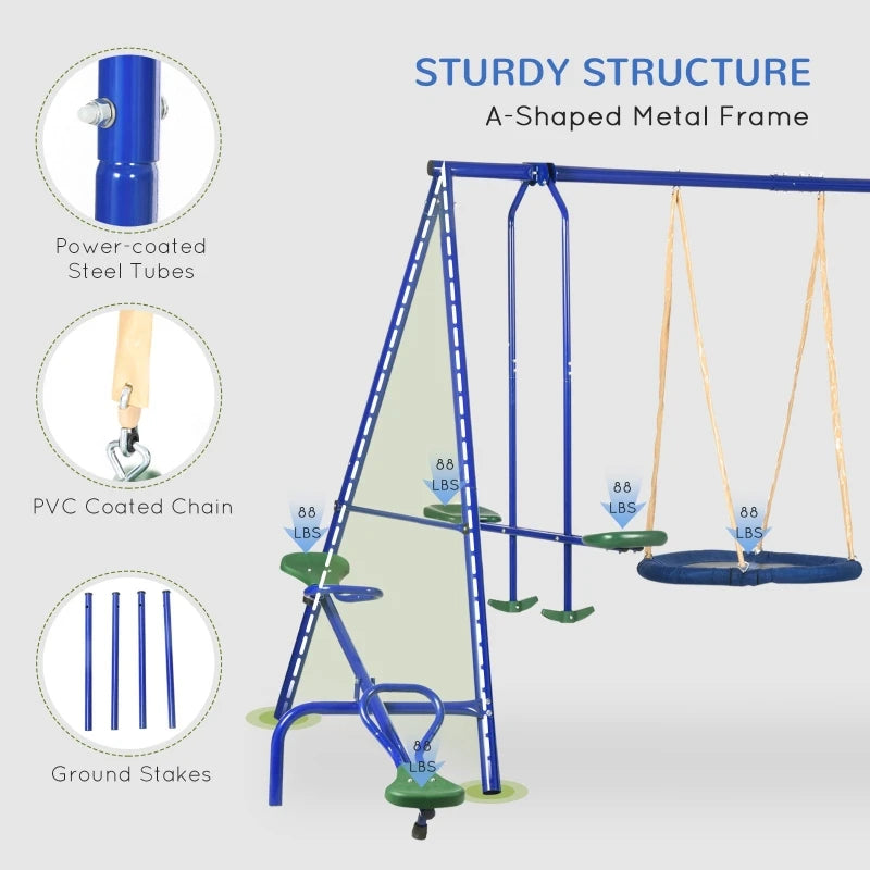 🏕️ Heavy-Duty Outdoor Metal Swing Set