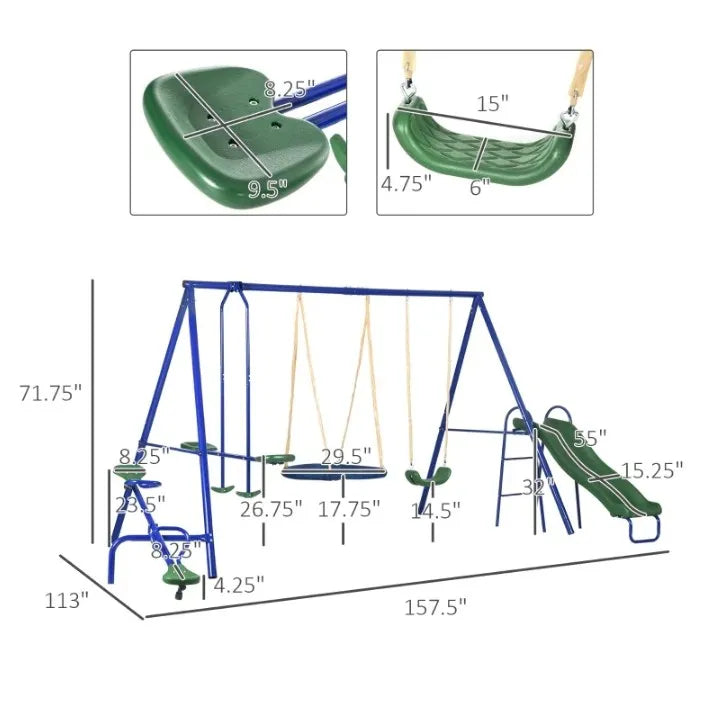 🏕️ Heavy-Duty Outdoor Metal Swing Set