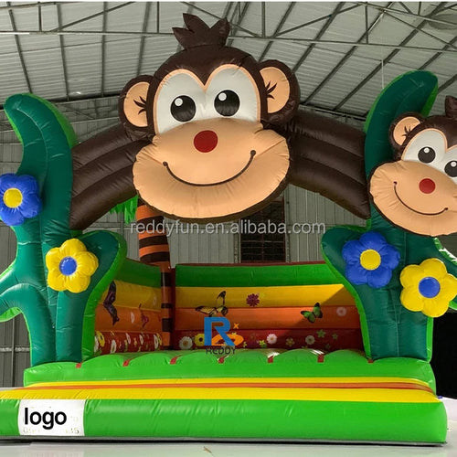 🐵 Colorful Monkey Bounce Castle with Obstacle Course & Slide