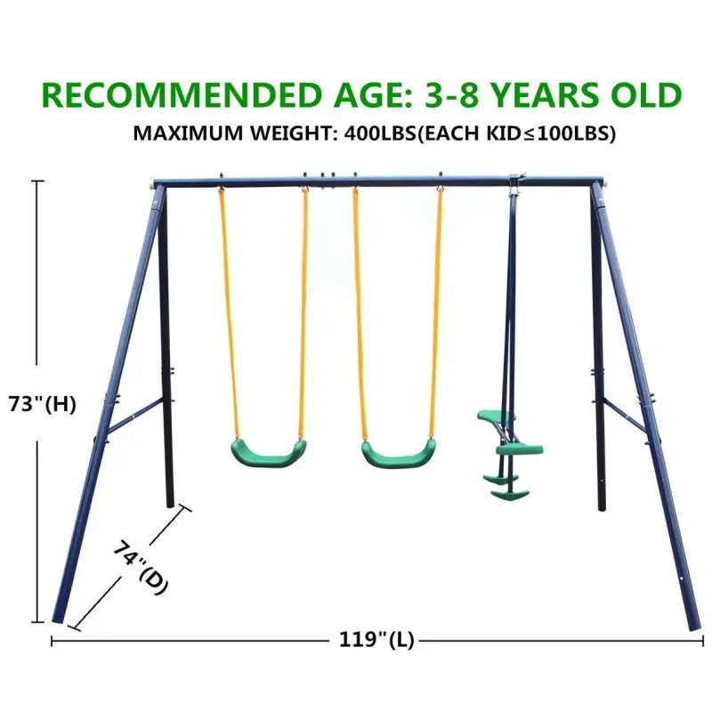🏕️ Heavy-Duty Outdoor Metal Swing Set
