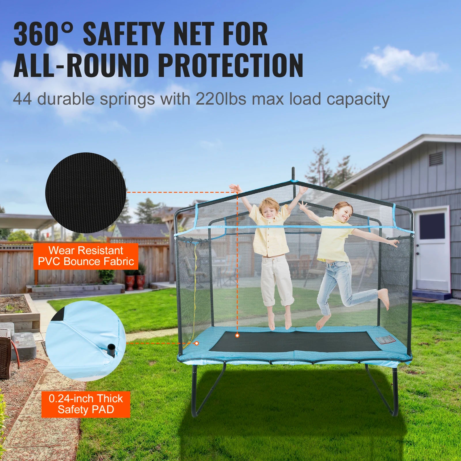 🌀 6FT Kids Trampoline with Safety Enclosure