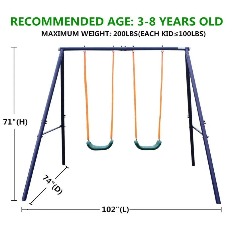 🏕️ Heavy-Duty Outdoor Metal Swing Set