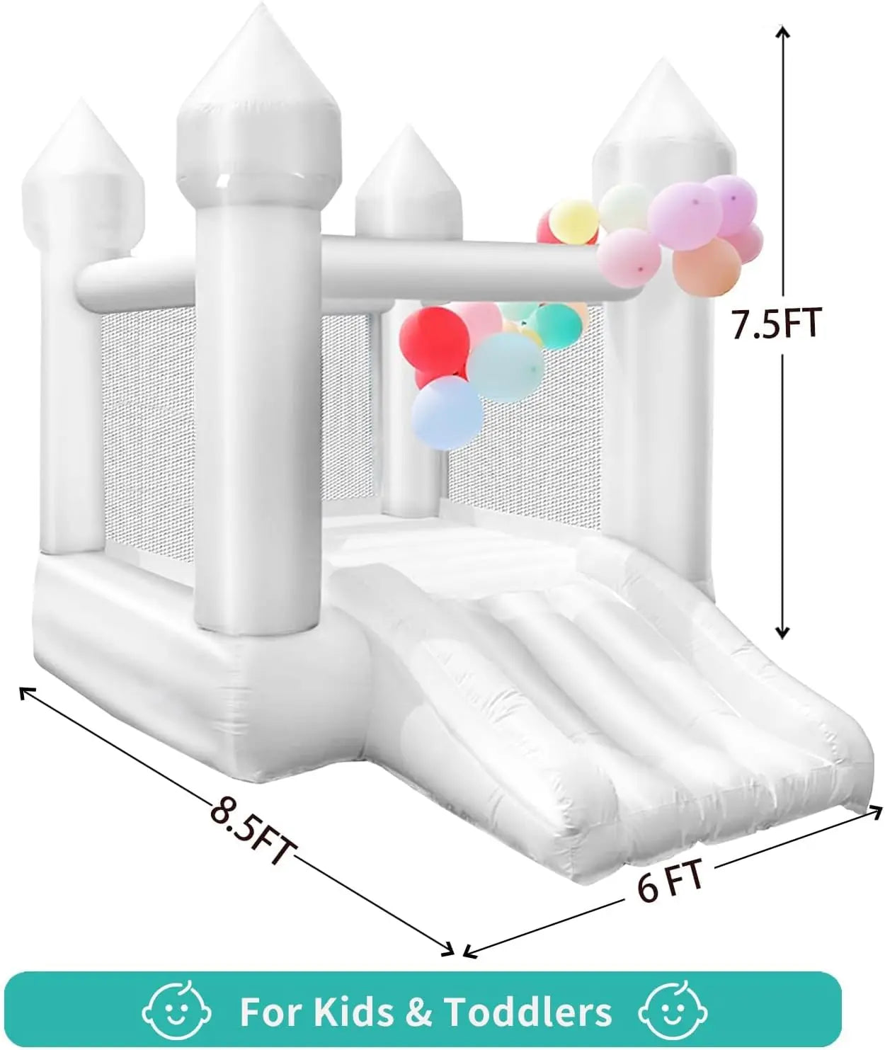 🎉 White Inflatable Bounce House with Slide – Perfect for Toddlers’ Parties!