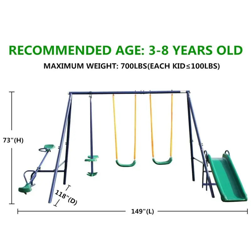 🏕️ Heavy-Duty Outdoor Metal Swing Set